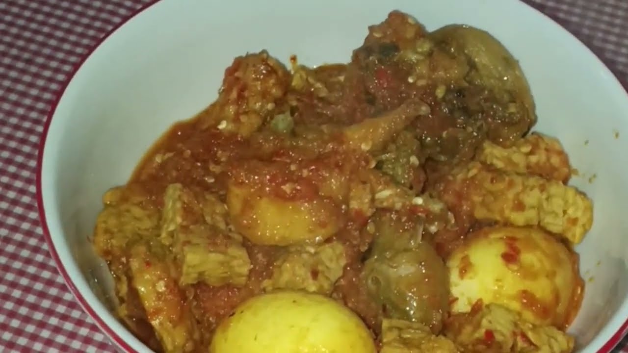 RESEP AYAM, TEMPE, TELUR BUMBU MERAH 