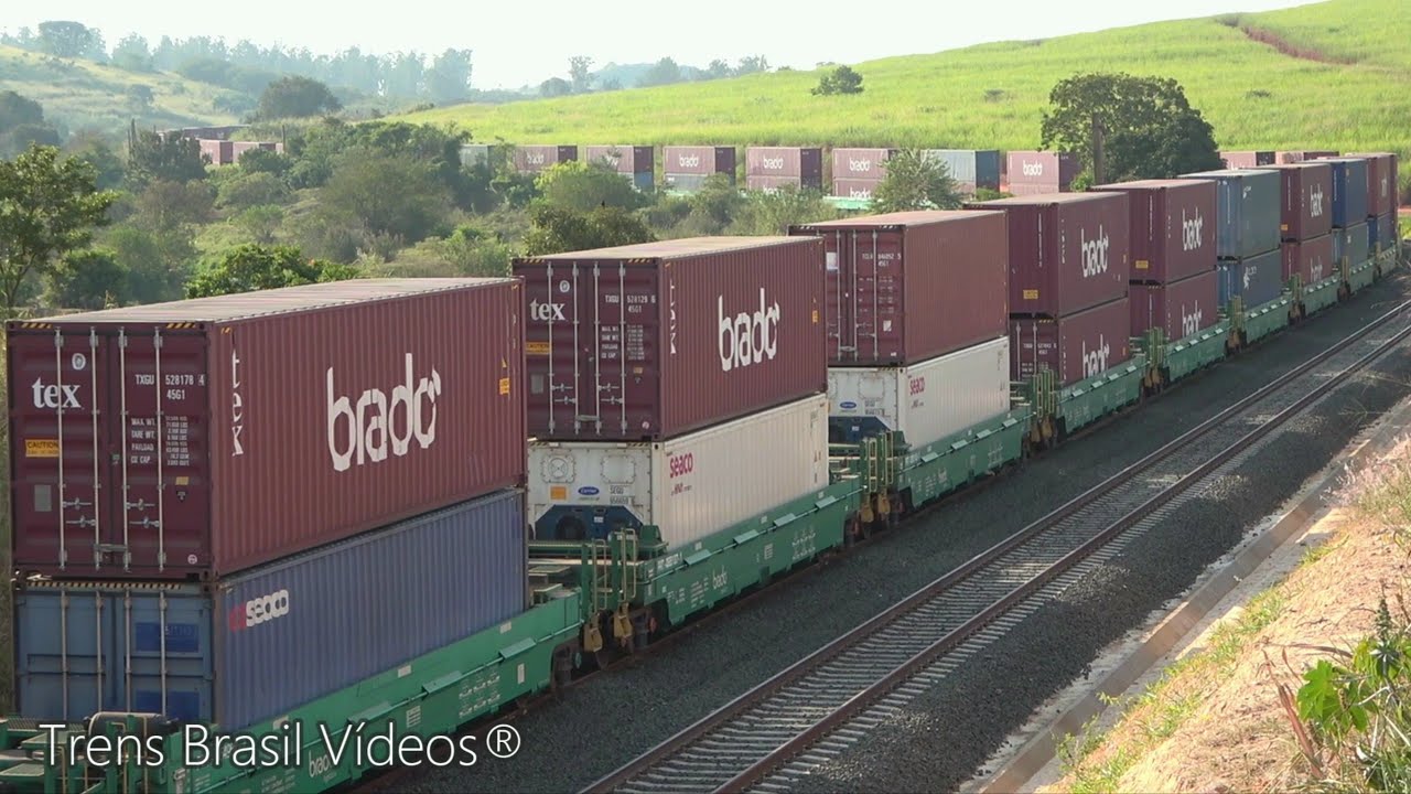 🇧🇷 TREM DOUBLE STACK SERPENTEANDO PELAS CURVAS DE TATU  |  Limeira - SP