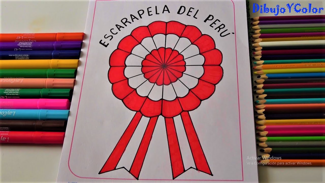 COMO DIBUJAR LA ESCARAPELA DEL PERU/ HOW TO DRAW COCKADE OF PERU/ DibujoYColor.