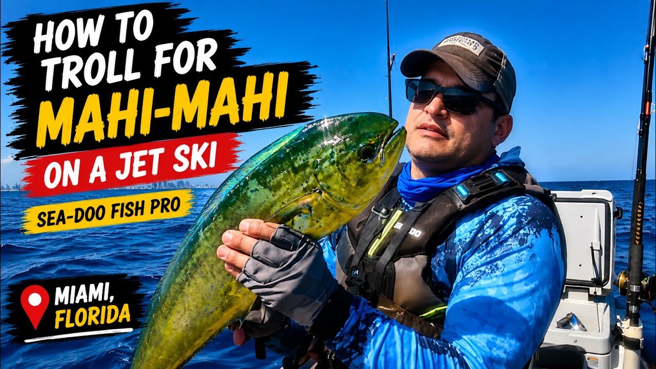 How to Troll for Mahi-Mahi on a Jet Ski -Sea-Doo Fish Pro - Miami, Florida