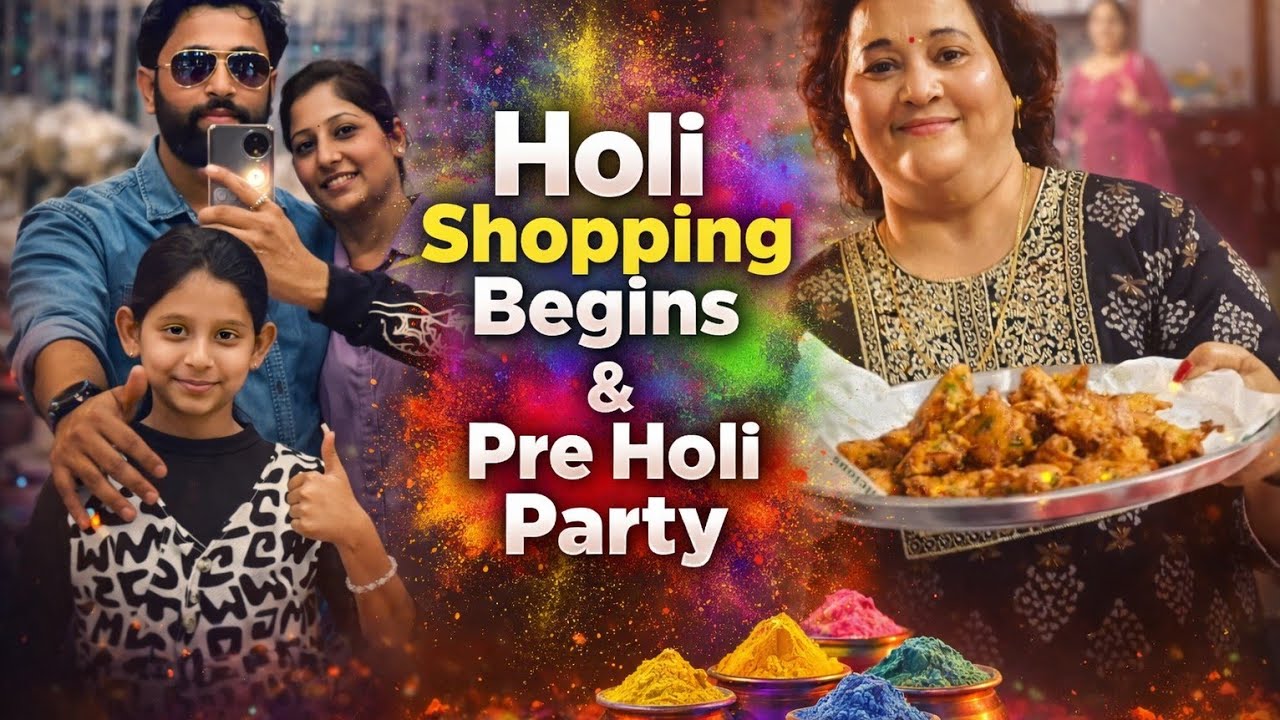 Day 14 of daily vlogs..Aaj se Holi shopping shuru... unexpected Holi party.. with friends 