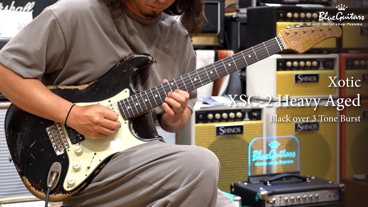 Blue Guitars - Xotic / XSC-2 Black over 3 Tone Burst Heavy Aged