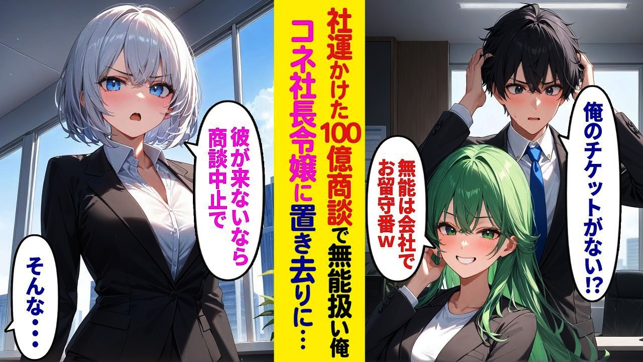 【漫画】100億の重要な商談の日、コネ入社の社長令嬢に「あなたは会社で待機ね」と言われ置き去りにされた俺→その後…