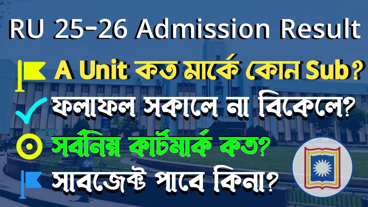 রাজশাহী বিশ্ববিদ্যালয়ের A ও C ইউনিট ভর্তি পরীক্ষার ফলাফল কখন প্রকাশ?কাটমার্ক কত, সাবজেক্ট পাবে কিনা
