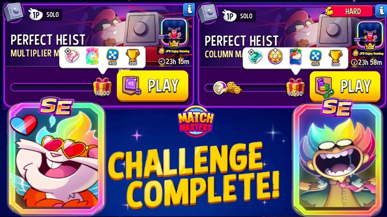 2 Solo/ Column Mania+Gimme Green 10500 Score/ Multiplier Madness+Super Sized 16000 Score