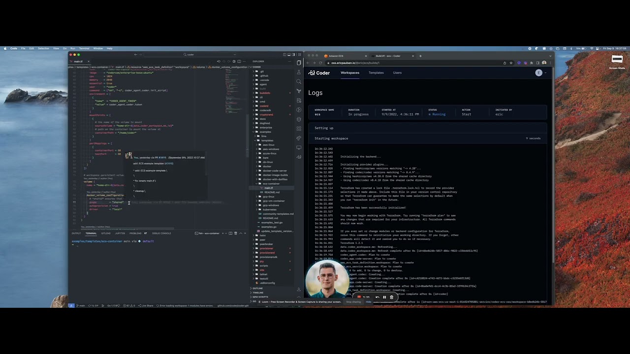 Workspaces as AWS Elastic Container Service ECS