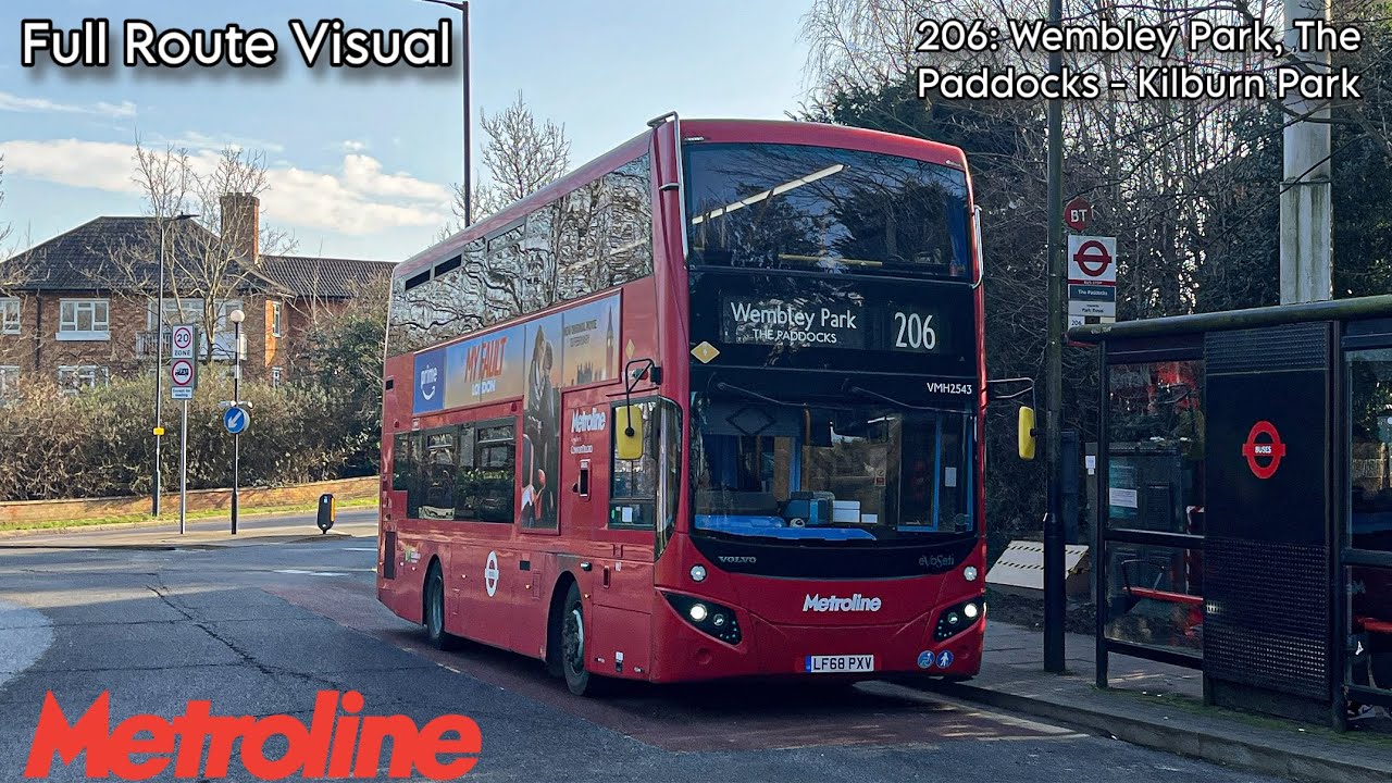 Full Route Visual | London Bus Route 206: Wembley Park, The Paddock - Kilburn Park | Evoseti VMH2543