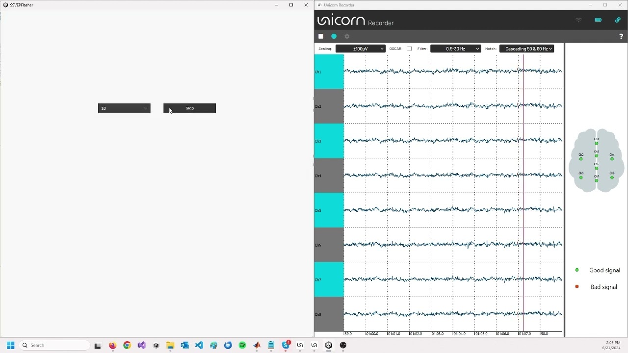 Unicorn Recorder 1.24.00 - SSVEP Examples