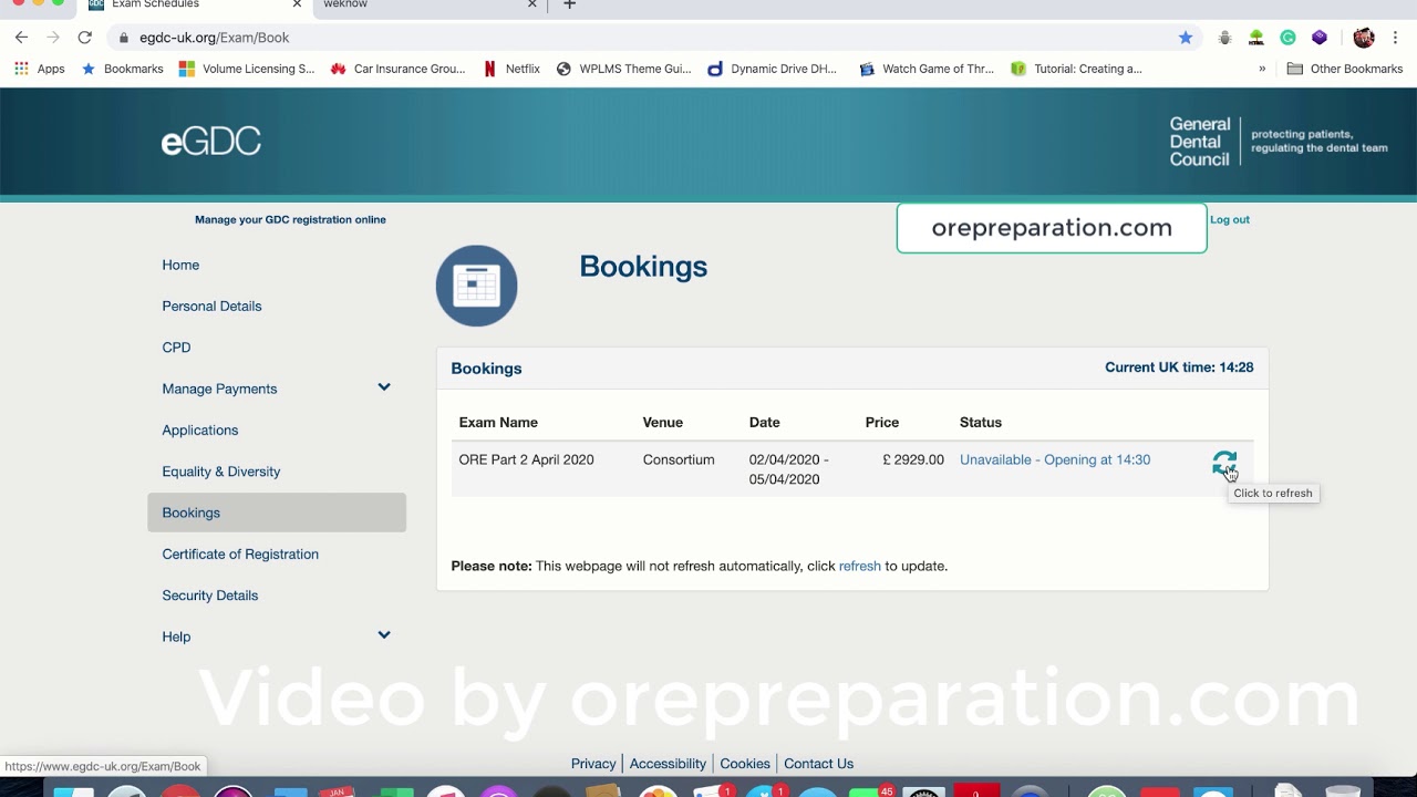 ORE Part 2 Exam Booking help and tips