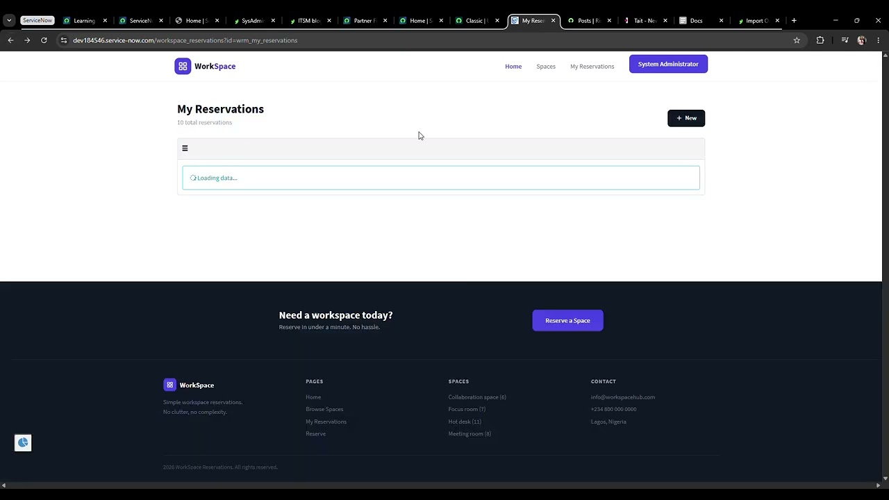 Workspace Reservation Management - A ServiceNow Application
