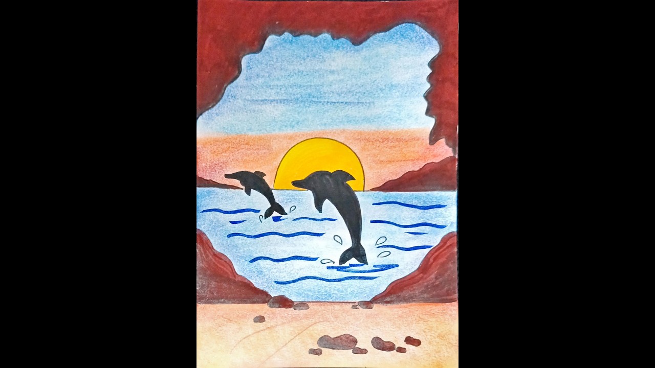 Dolphin Drawing with Plastic Crayons