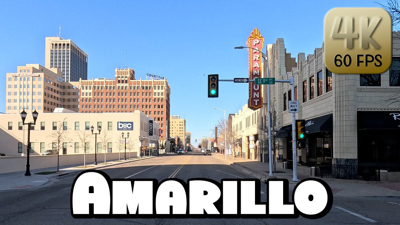 Driving Around Downtown Amarillo, Texas in 4k Video