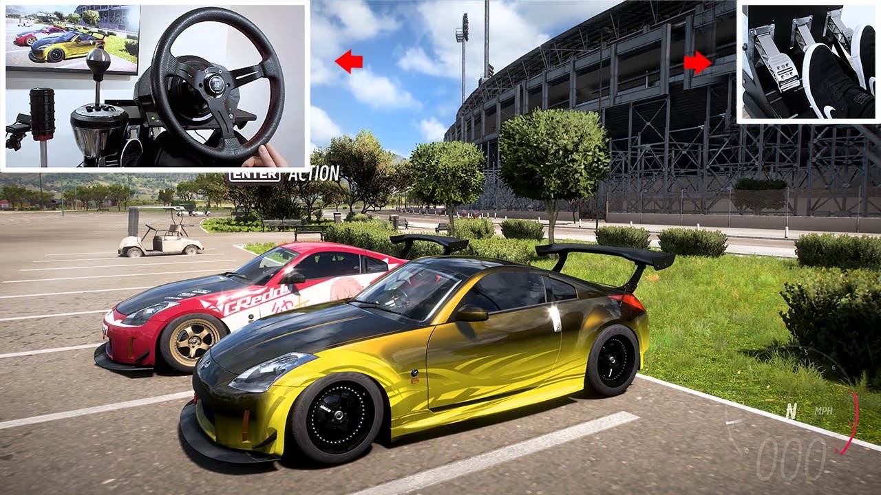 Forza Horizon 5 - 350z Drift Tandem on PARKING LOT (w/900° Steering Wheel Setup)