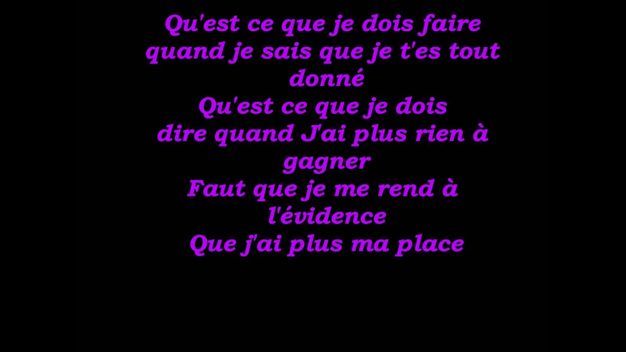 Marc Antoine~j'ai plus ma place paroles&hearts;