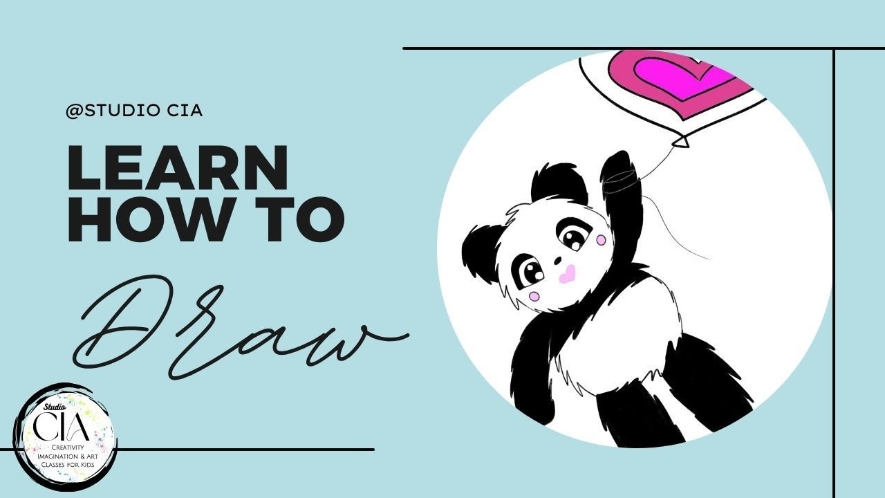 Learn to Draw a Cute Panda Bear on a Heart Balloon | Valentine's Day Card Tutorial