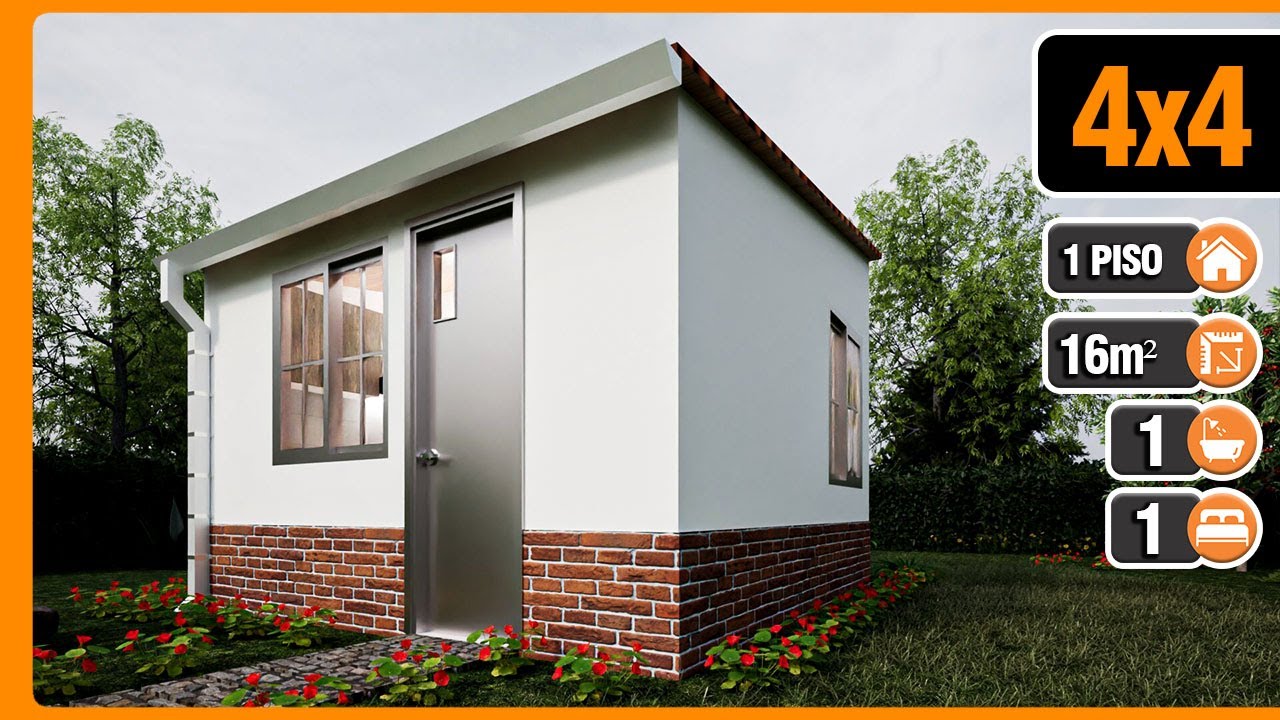 Планы небольших и доступных домов 4x4 🏡 | Сборные дома 4x4 | БЕСПЛАТНЫЕ планы квартиры-студии пло...