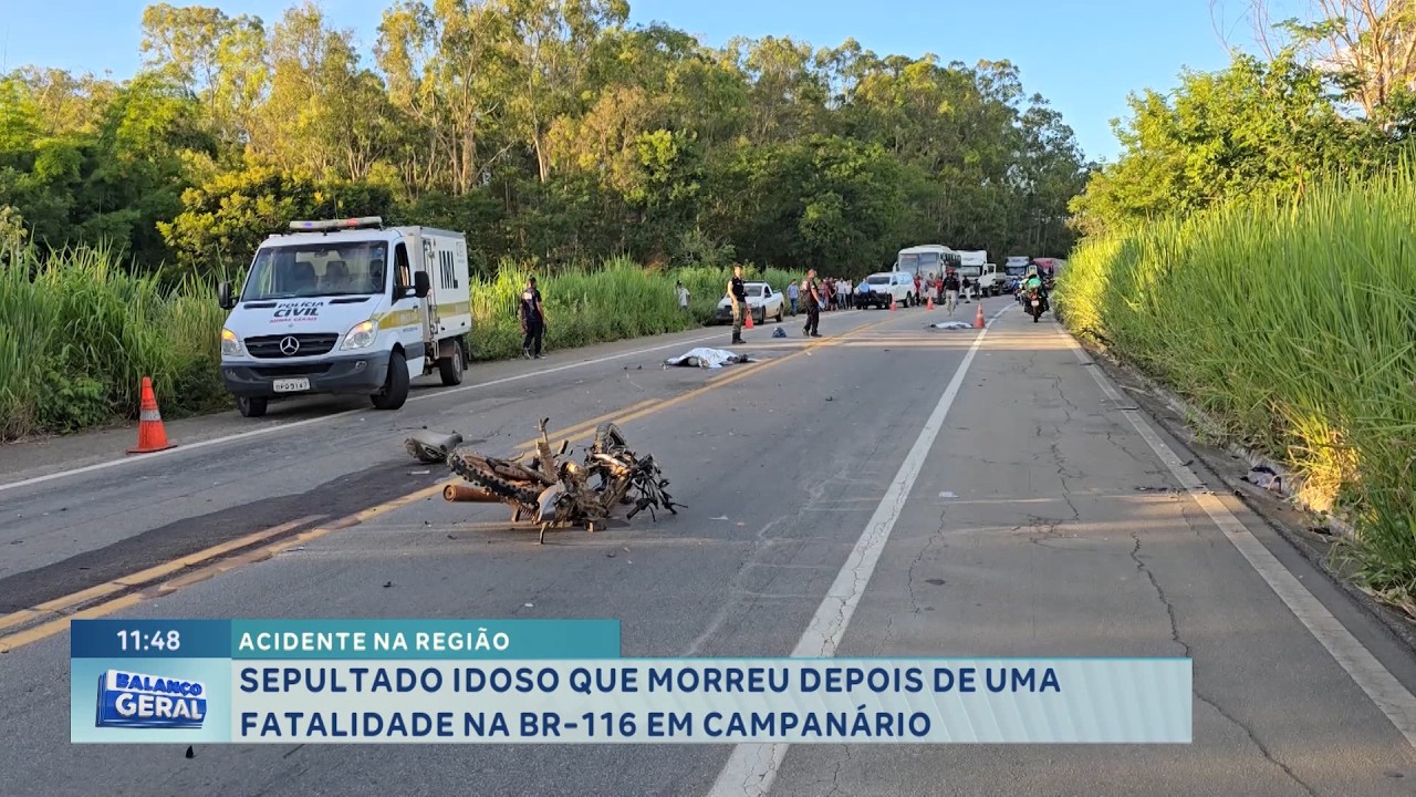 Acidente na região: Sepultado idoso morto na BR-116 em Campanário.