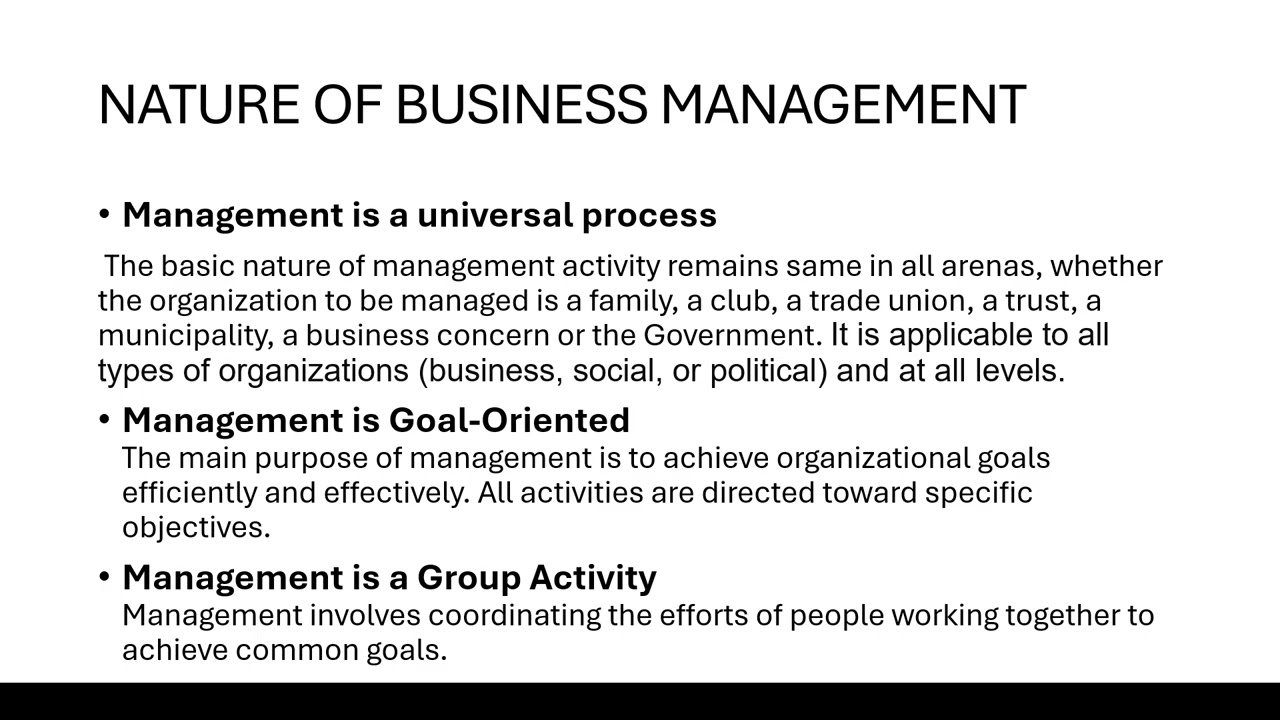 Nature of business management.
