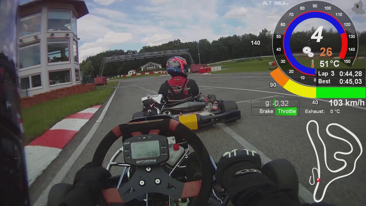 Ampfing Kart 2020.07.04 Session 5 Telemetrie Data Onboard helmet Cam DR TM KZ10 GPS05