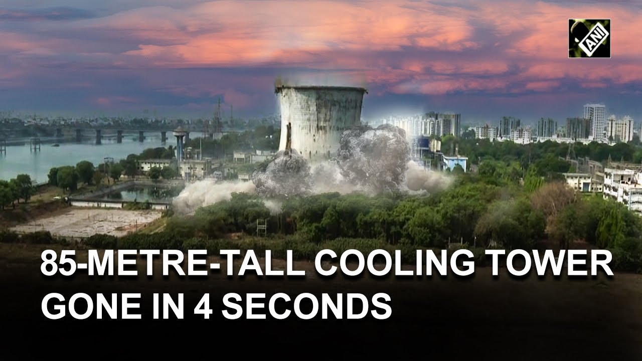 Gujarat: 85-metre-tall cooling tower demolished in Surat