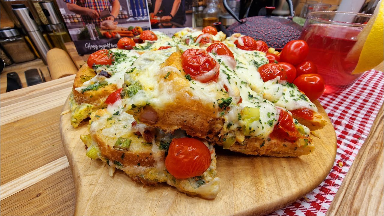 Extra bundáskenyér ( csúsztatott bundáskenyér ) 4 főre 🥘🥖🥓🥚🧅🍕 @szokykonyhaja