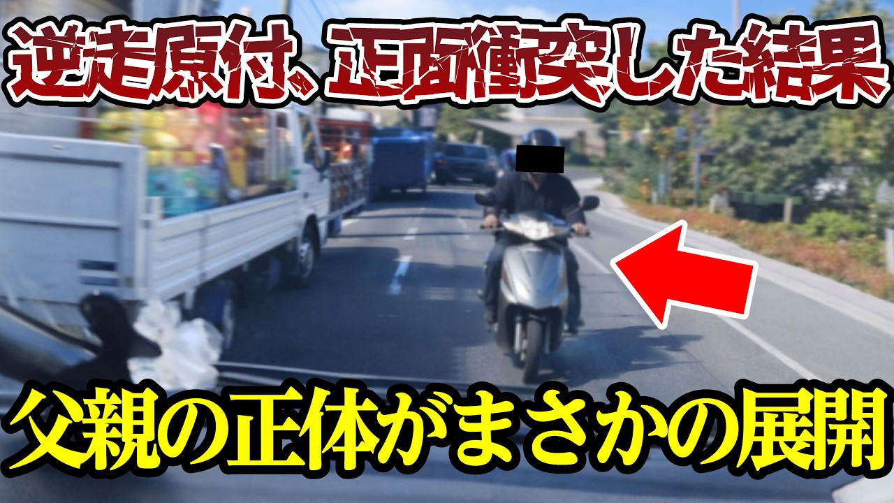 逆走原付と正面衝突した結果、激ヤバ父親の登場 【ドラレコ】交通安全チャンネル【157】