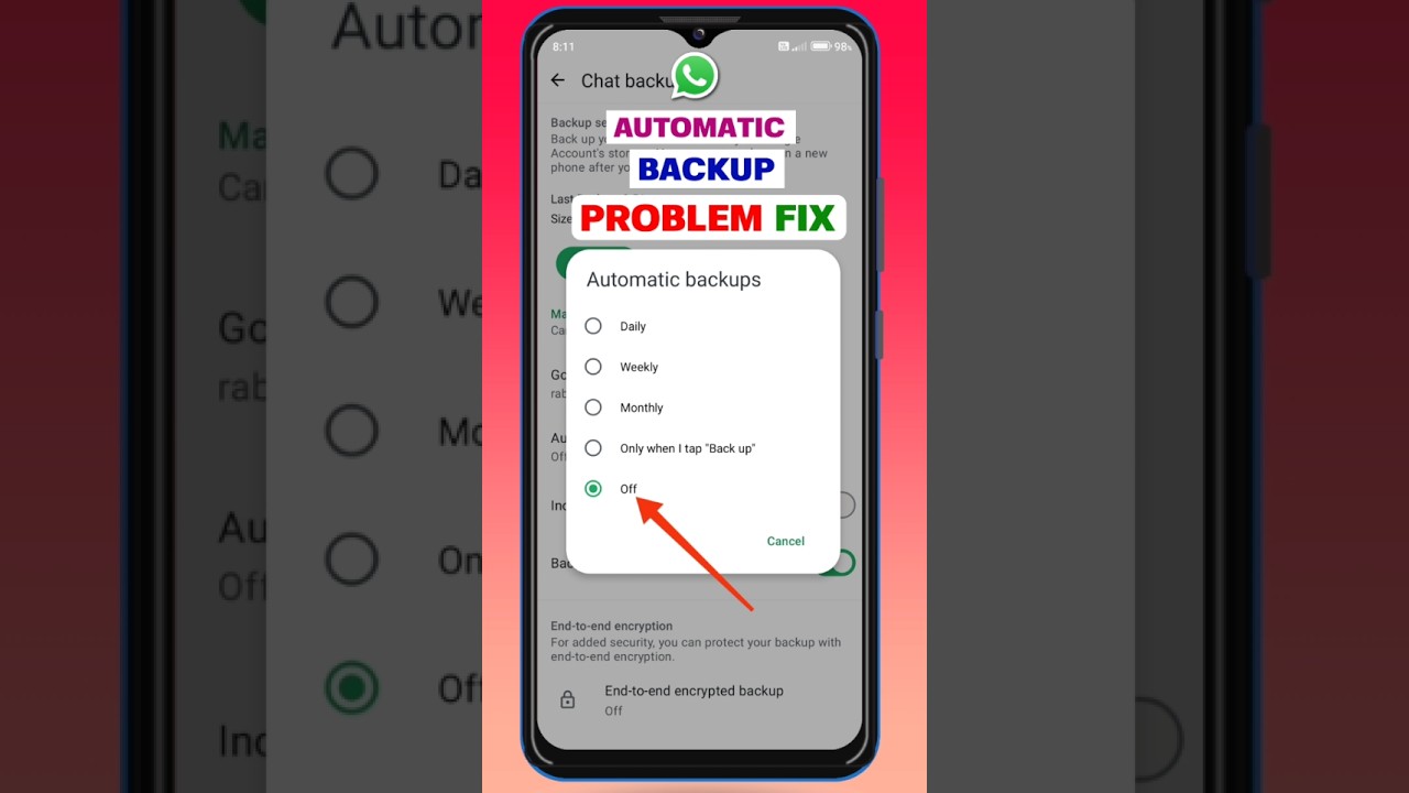 👆Whatsapp Auto Backup Off ⚡  Whatsapp Auto Backup Problem Fix #shorts #mobile #whatsapp