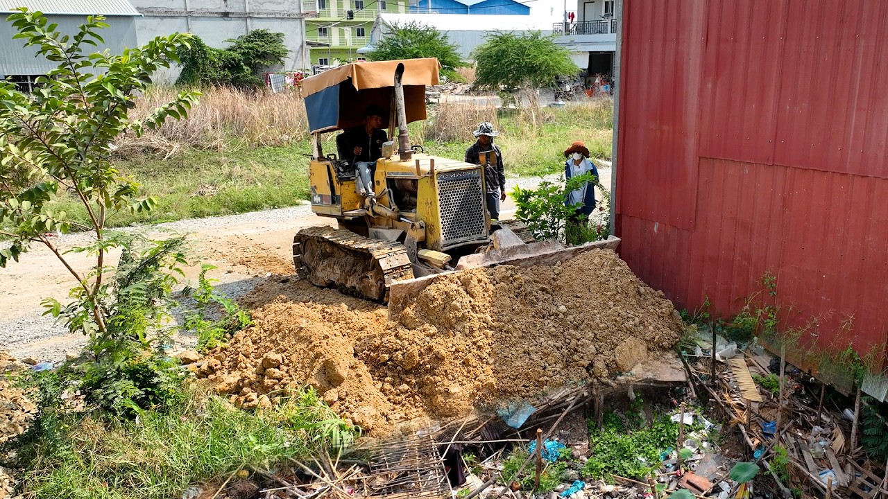 Start Opening Amazing Project! Landfill Delete Flooded Garbage Area by Skills Dozer D20A with Truck
