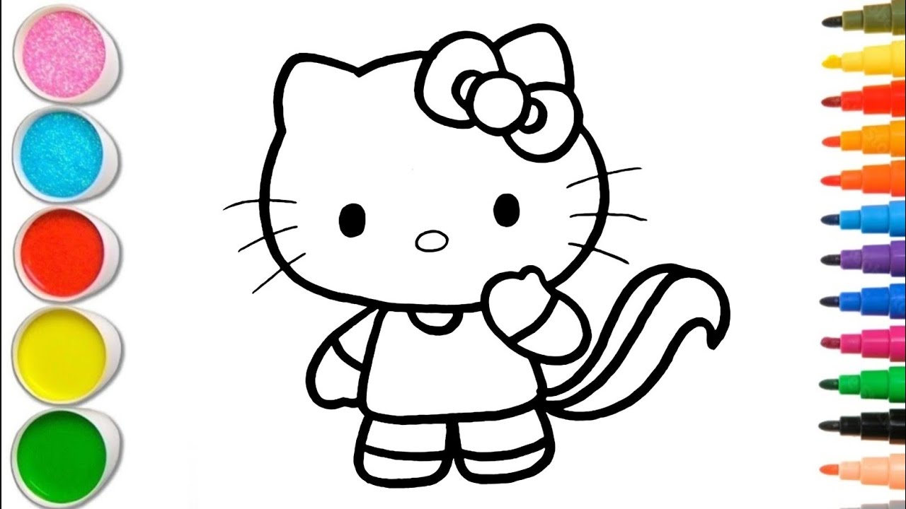 Красивые рисунки, раскраски и рисунки Hello Kitty для детей и малышей_ Как рисовать Hello Kitty