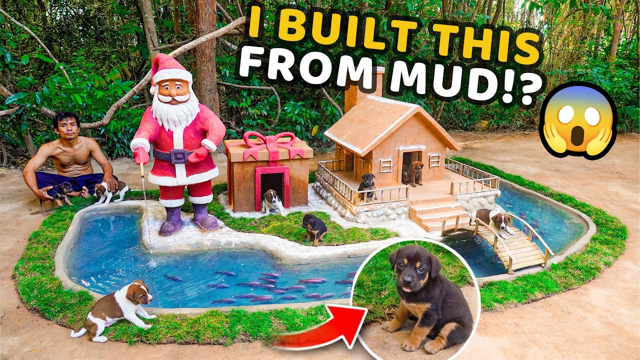 The Most Heartwarming Mud Christmas Village With Happy Puppies 🎄🐶