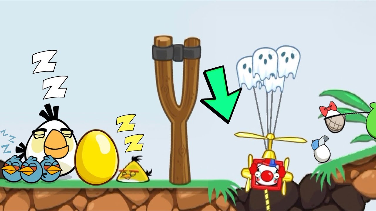 Bad Piggies - CLOWN PIG TROLLING ALL ANGRY BIRDS WHEN THEY SLEEPING
