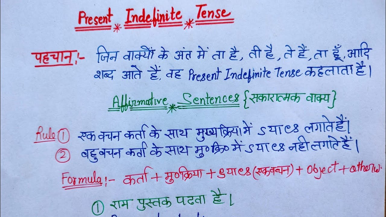 Present indefinite tense  | present indefinite tense simple sentence | Translation | tense