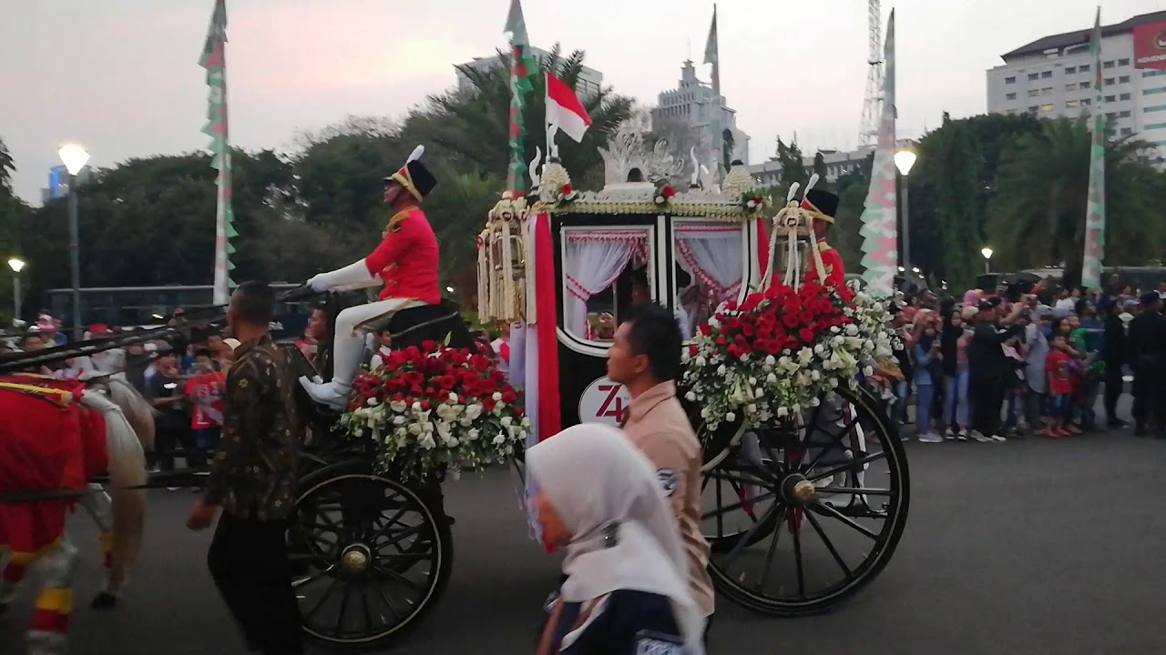 Pasukan kirab penurunan bendera merah putih 17 agustus 2019
