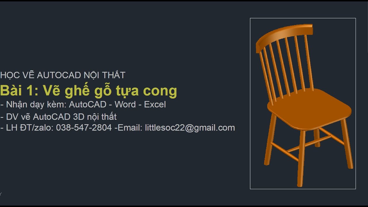 Bài 1: Hướng Dẫn Vẽ Ghế Gỗ Mặt Tựa Cong Trong AutoCAD 3D | Kieu Phuong Design