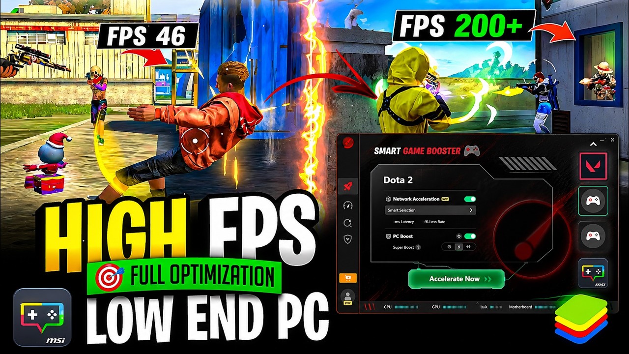Free Fire Pc Lag Fix 🚀 Boost FPS & Fix Stutter with Smart Game Booster For Low End PC (GIVEAWAY)