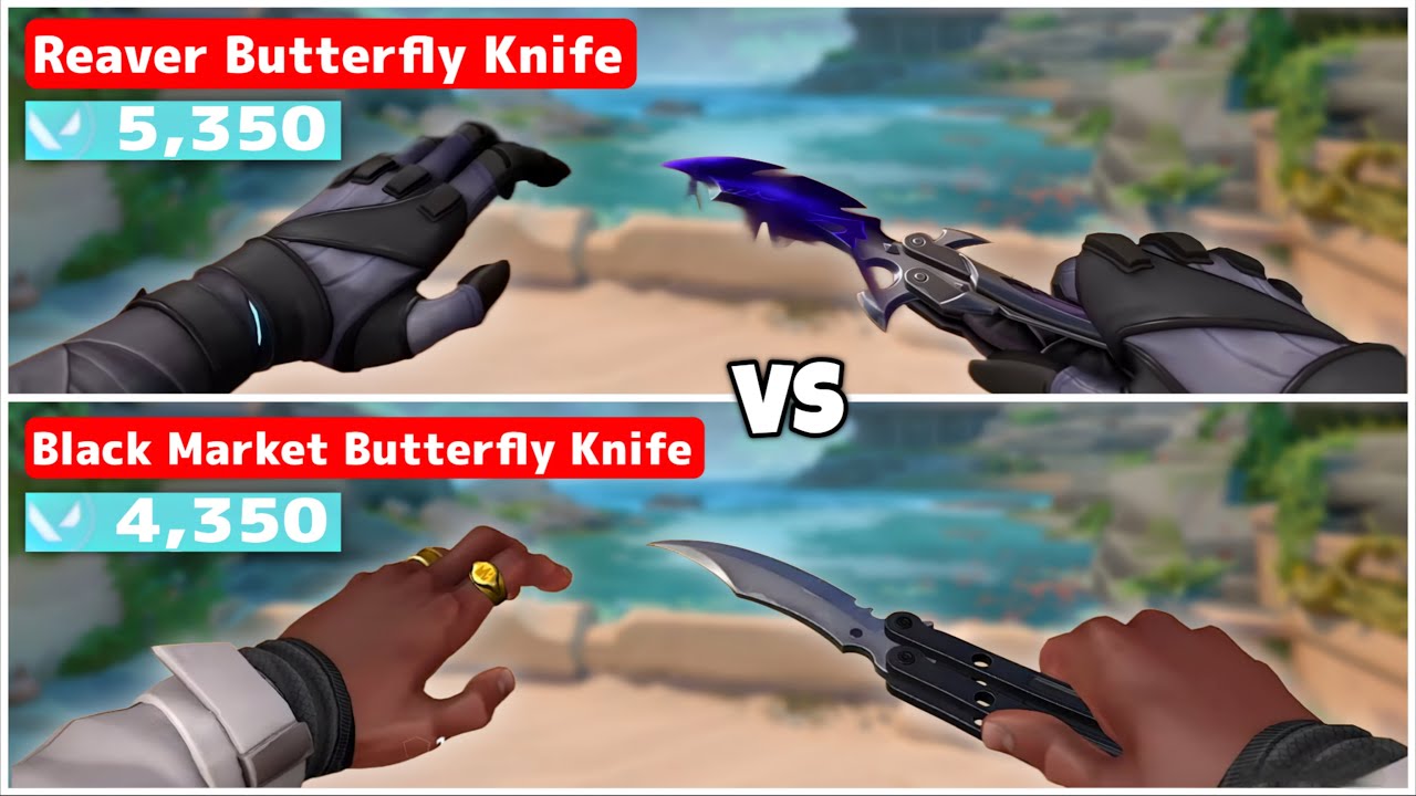 New REAVER BUTTERFLY Knife vs BLACK MARKET BUTTERFLY Knife (Valorant Best Knife Skin)