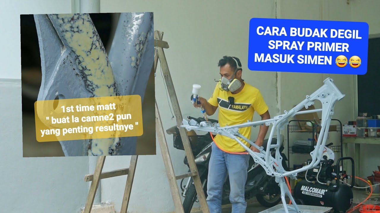 Cara Palatao Masuk Primer, Simen Kasar dan Simen Halus Touchup Chassis RXZ