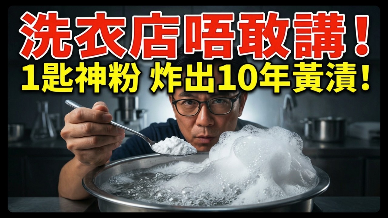 白衫穿兩次就變黃？洗衣店唔敢講嘅秘密！唔使狂刷！只需呢5樣嘢50度水「爆泡浴」，陳年汗漬一浸即白，好過買日本神油！