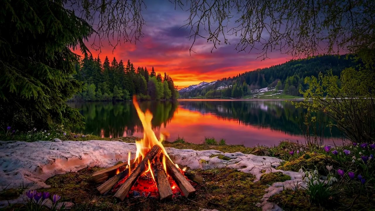 You Are Sitting by a River at Sunset 🔥 Listening to the Fire