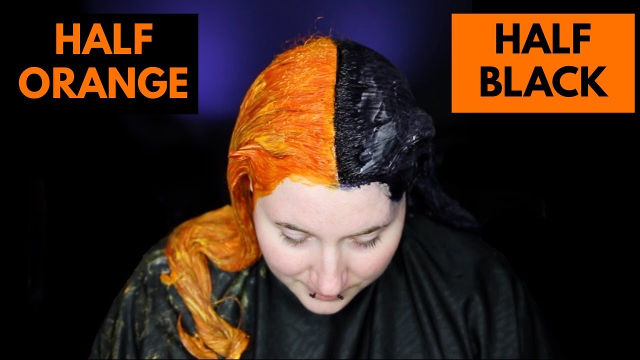 Half Black Half Orange Hair!