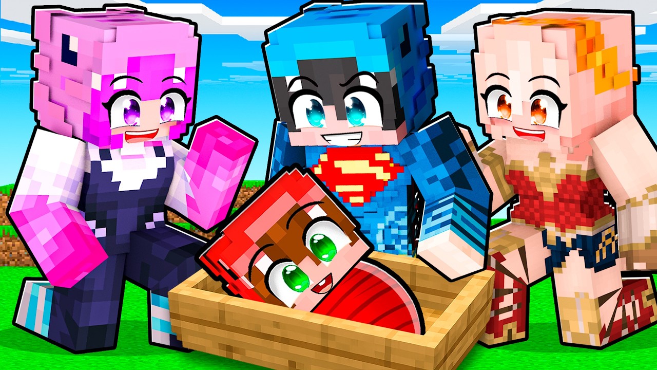 Adoptado por FAMILIA DE SUPERHEROES en Minecraft!