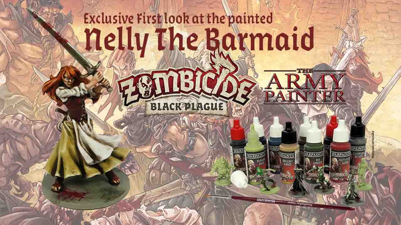 Exclusive first look at Nelly the Barmaid as a Painted miniature from Zombicide Black Plague