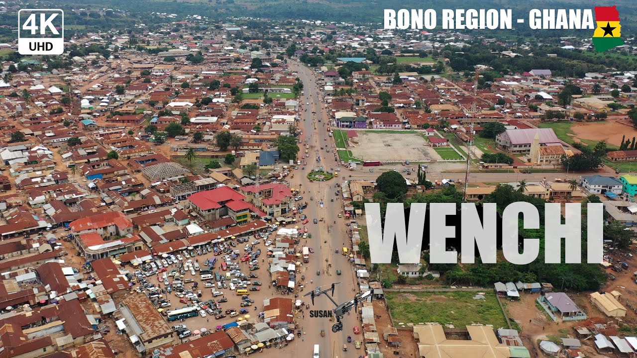 Wenchi Aerial view in the Bono Region of Ghana 4K