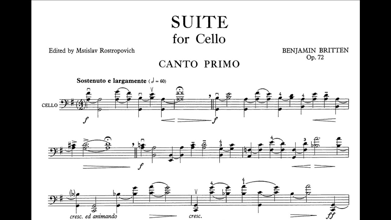 B. Britten - Suite no. 1 for Solo Cello, op. 72 [SCORE VIDEO]