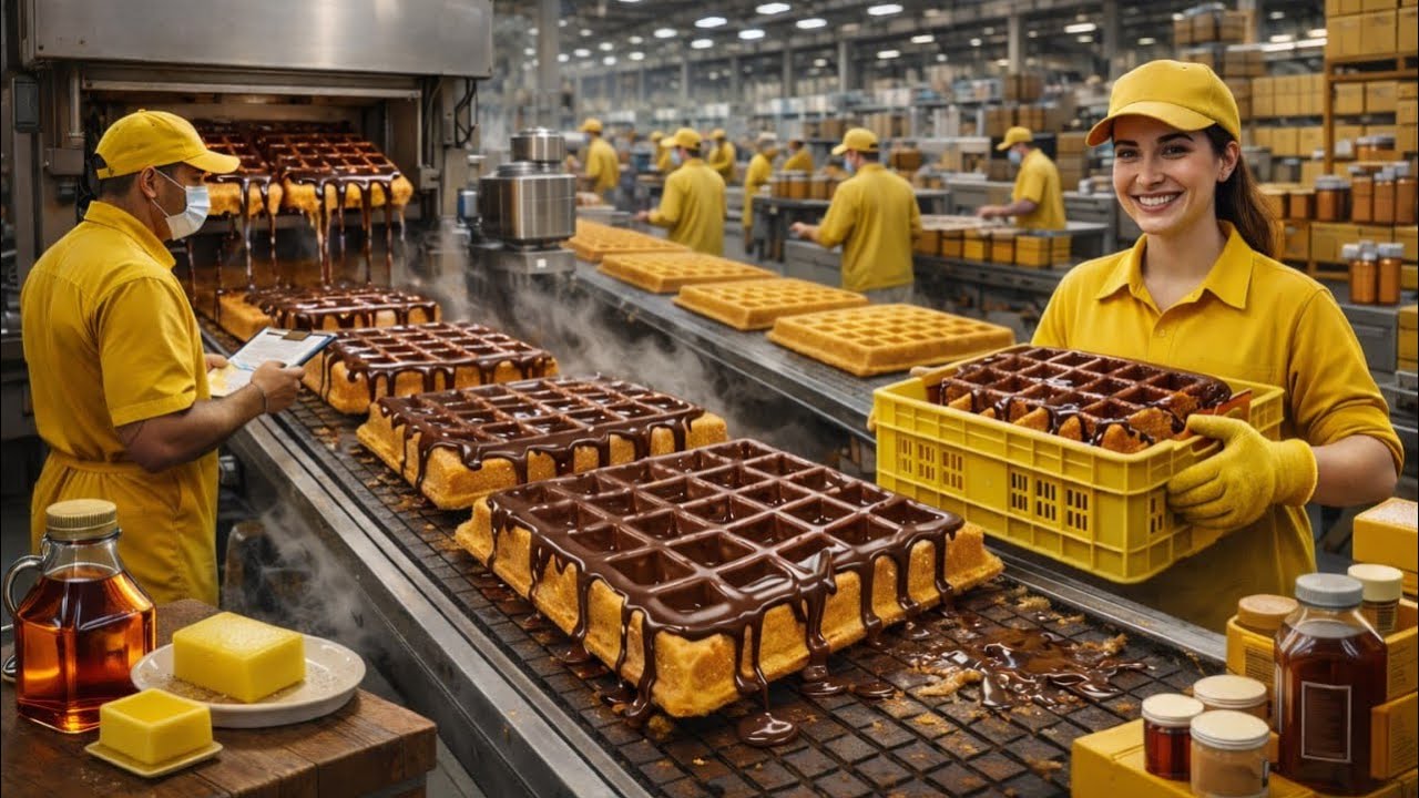 Inside a Giant Waffle Factory – How Millions of Waffles Are Made Every Day