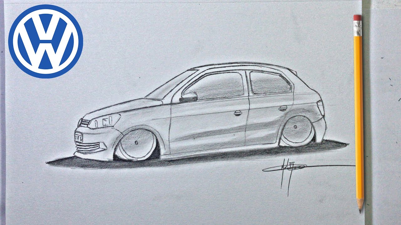 COMO Dibujar UN AUTO Gol Trend AL PISO 🔴