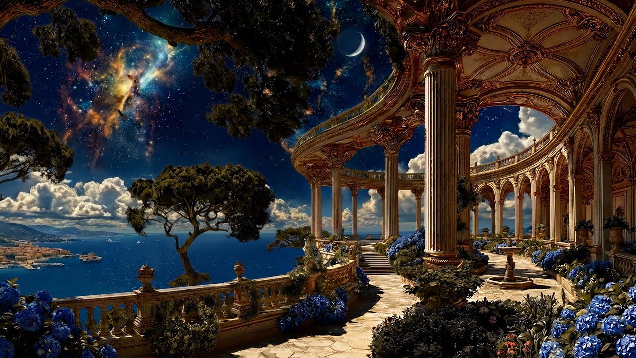 Moonlight Balcony Ambience 🌙 Relaxing Night Music | Calm Sleep Music & Peaceful Moon View