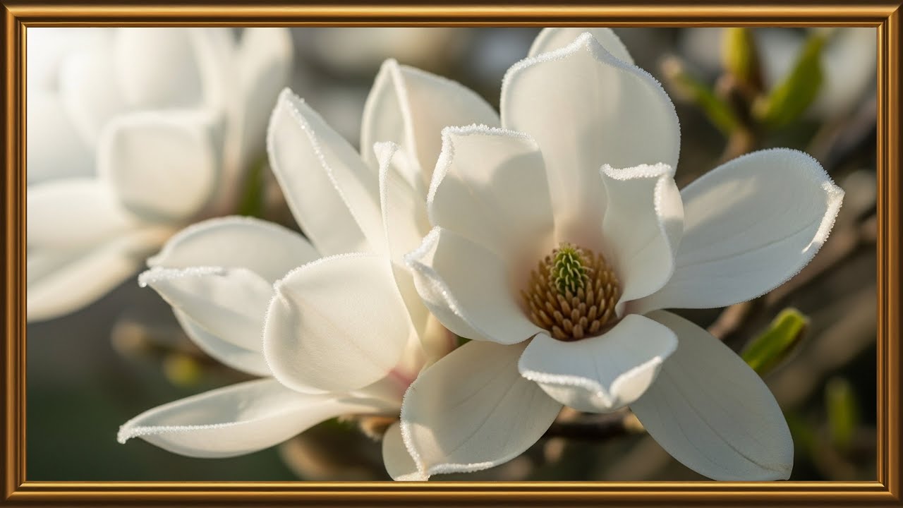 White Magnolia Flowers 4K