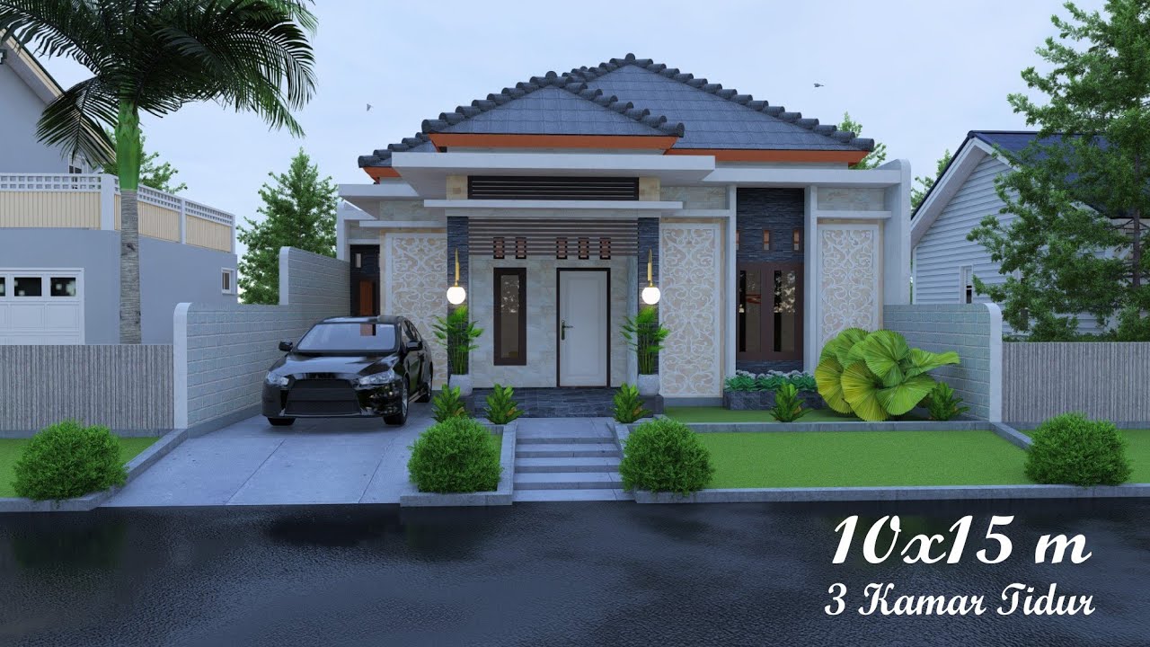🏡  Desain Rumah 10x15 m dengan 3 Kamar Tidur
