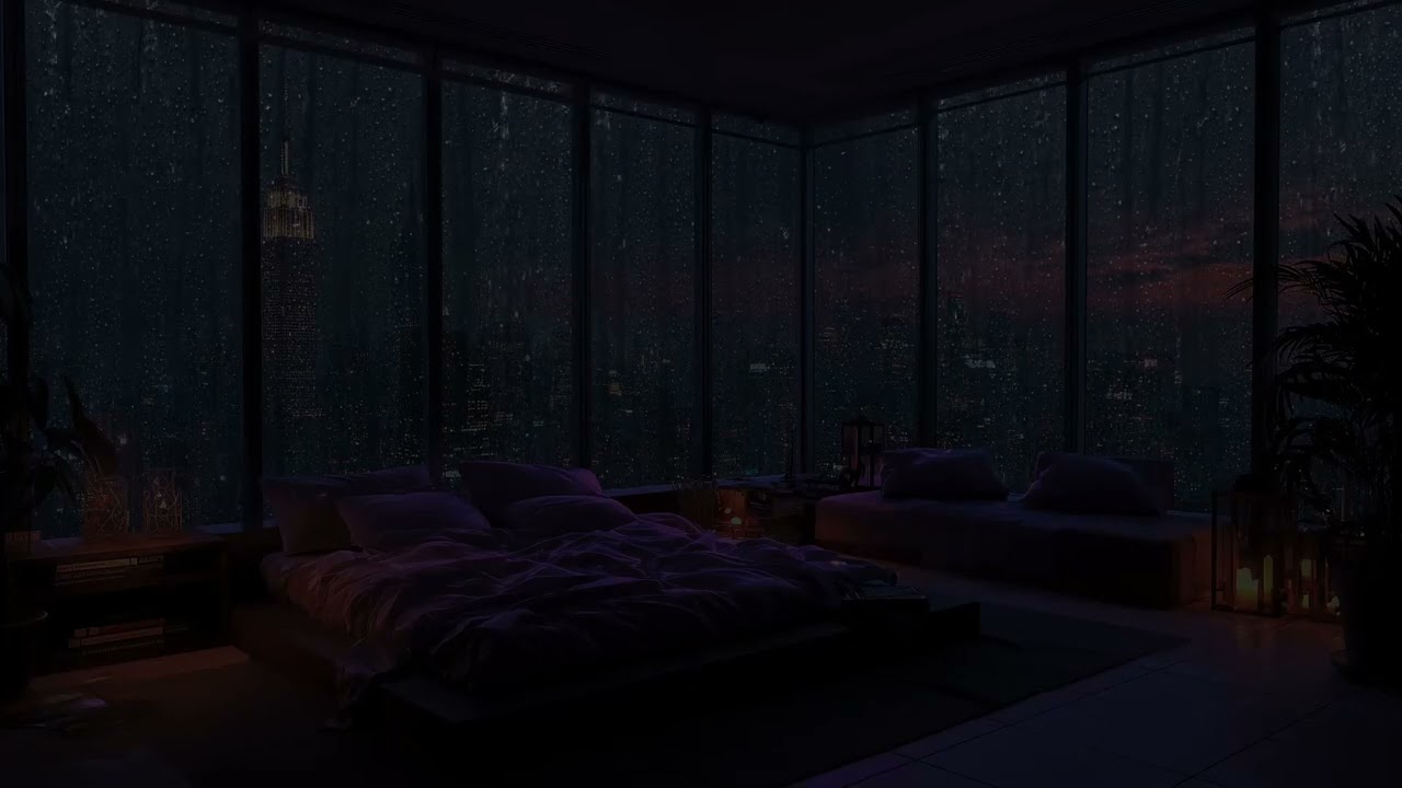 Sleep within 5 minutes | Rain pouring down the window of New York - The sound of rain lulls sleep